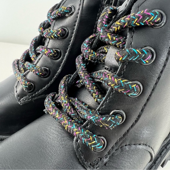 Old Navy Faux-Leather Side-Zip Black Boots Toddler Girls XS Black Sparkle Laces - Picture 2 of 13